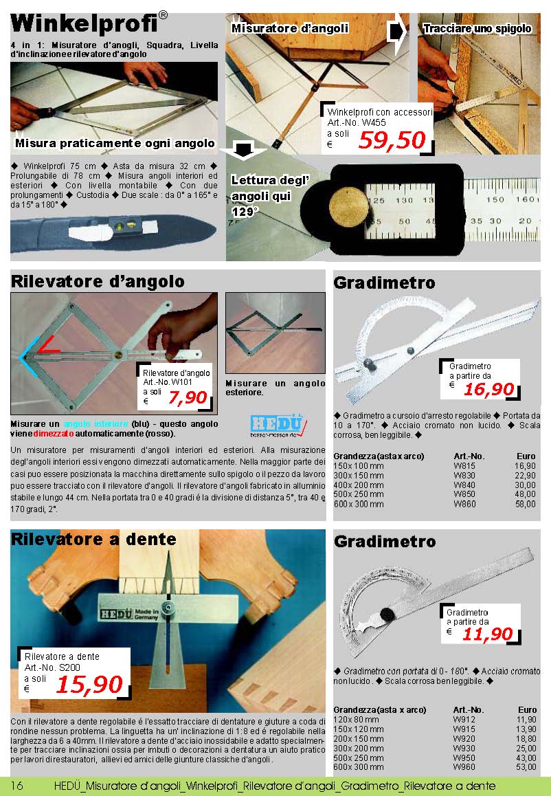 Misuratore d�anogli; Rilevatore d�angolo; Gradimetro; Rilevatore a dente