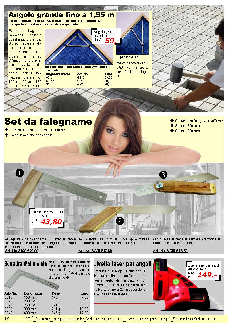 Angolo grande fino a 1,95 m; Set da falegname; Squadra d�alluminio: Livella laser per angoli