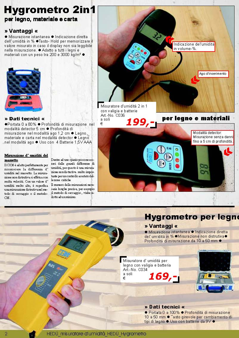 Hygrometro 2in1; Hygrometro per legno