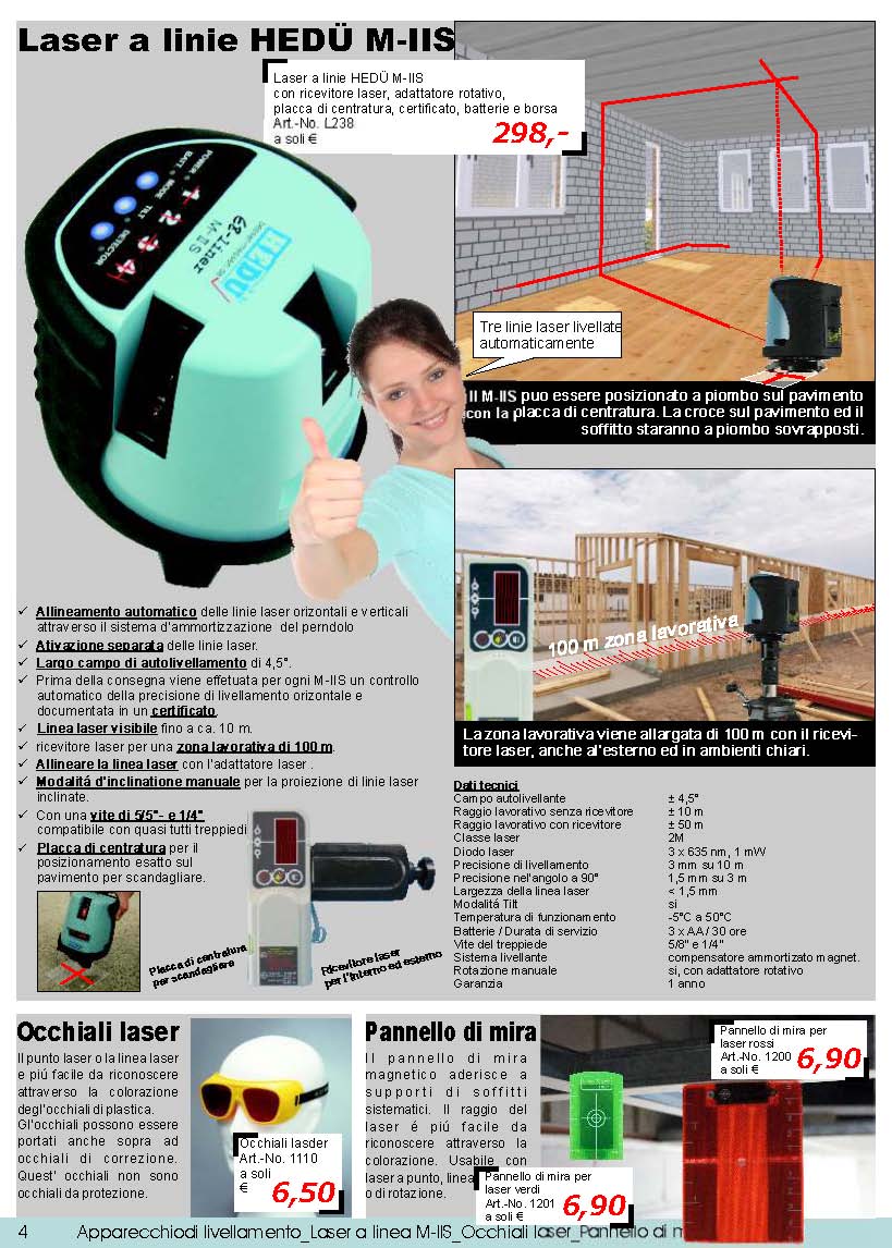 Laser a linie HED� M-IIS; Occhiali laser; Pannello di mira