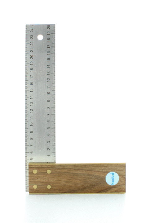Schrijnwerkerswinkelhaak notenhout 250 mm roestvrijstalen blad 45 mm