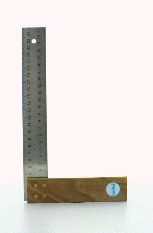 Schrijnwerkerswinkelhaak notenhout 250 mm roestvrijstalen blad 35 mm