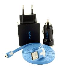 Kabel micro USB, ładowarka, adapter samochodowy