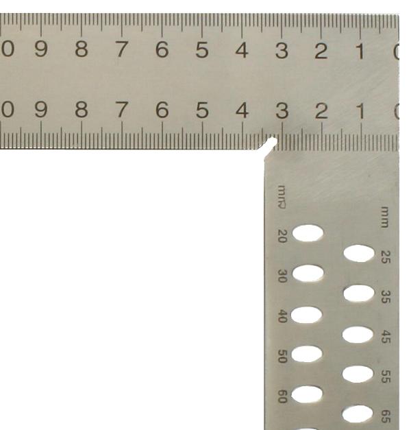 Ângulo do carpinteiro hedue ZN 1000 mm com escala de mm tipo B e furos de marcação 
