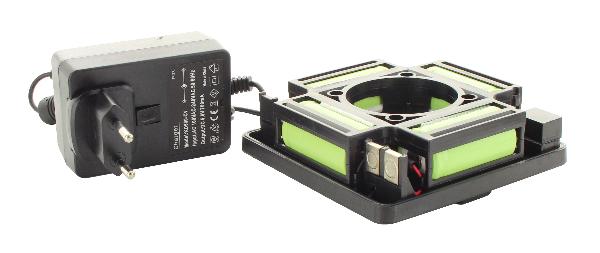 Sæt med batteri og oplader til rotationslaser hedue Q2 og til dels R2 og R3