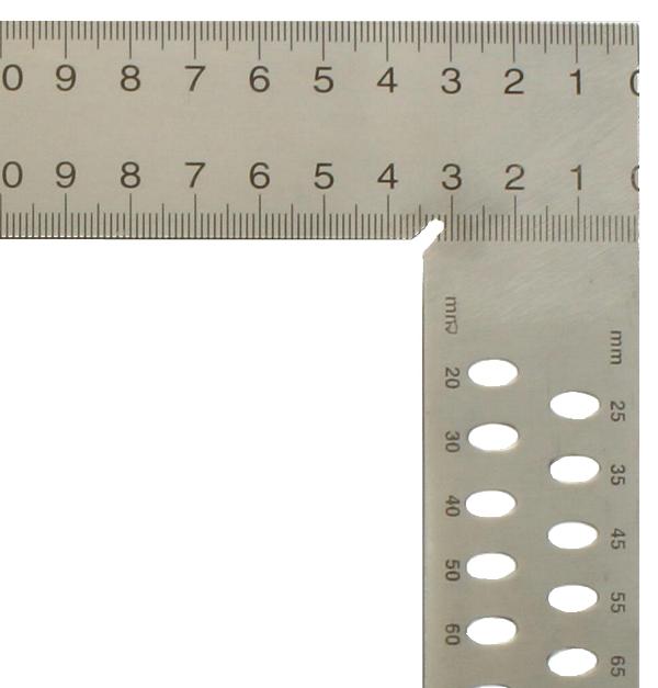Carpenter's square hedue ZN 1000 mm with mm scale type B and marking holes