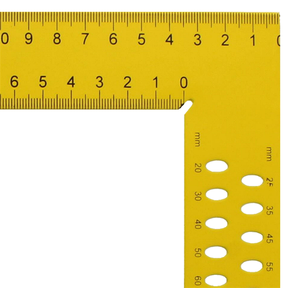 Équerre de charpentier hedue ZY 800 mm avec échelle en mm type A et trous de traçage (emballage individuel)