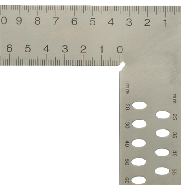 Tømrervinkel hedue ZN 800 mm med mm-skala type A og merkehull (med selvbetjent oppheng)