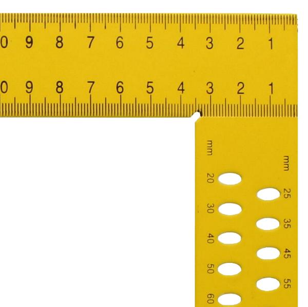 Esquadro de carpinteiro hedue ZY 800 mm com escala mm tipo B e Furos de perfuração